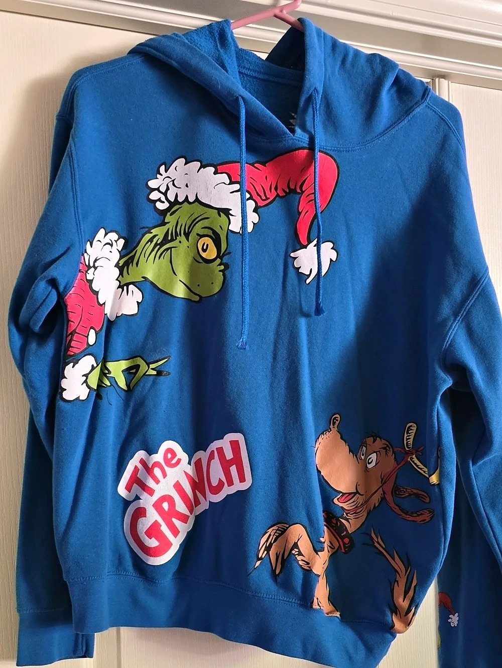 Dr. Seuss The Grinch & Max Graphic Pullover Hoodie Blue & Red Medium